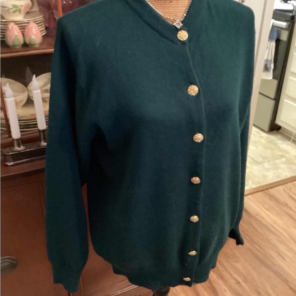 Johnstons of Elgin Forest Green Cardigan Sweater